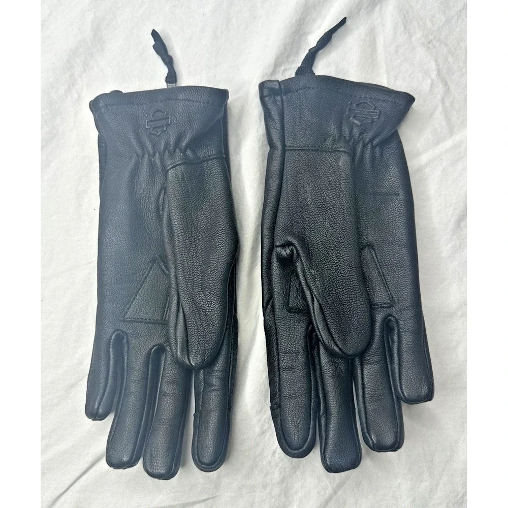 Harley Davidson Gloves Womens Black Leather Sz M Biker Motorcycle Zipper